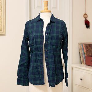 J. CREW Blue & Green Cotton Long Sleeve Flannel